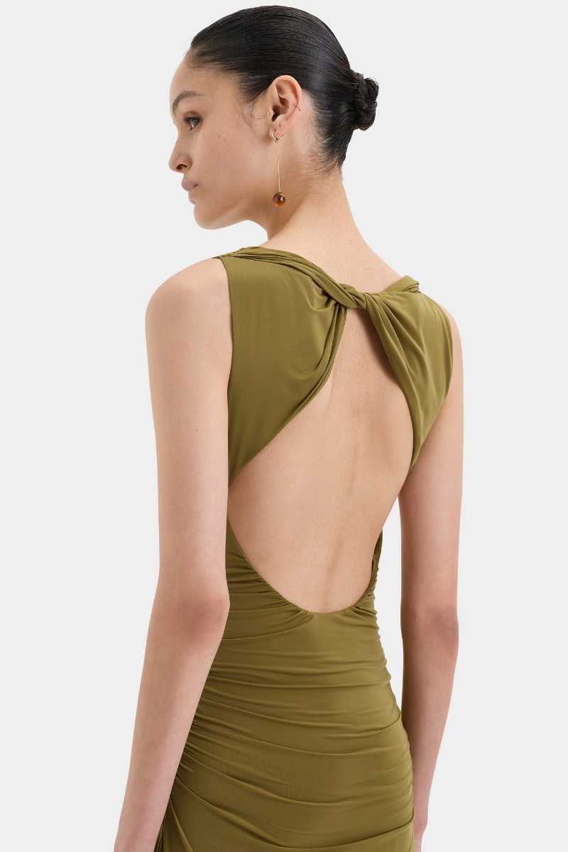 CASCINA TWIST MIDI DRESS-OLIVE Midi Dress SIR. 