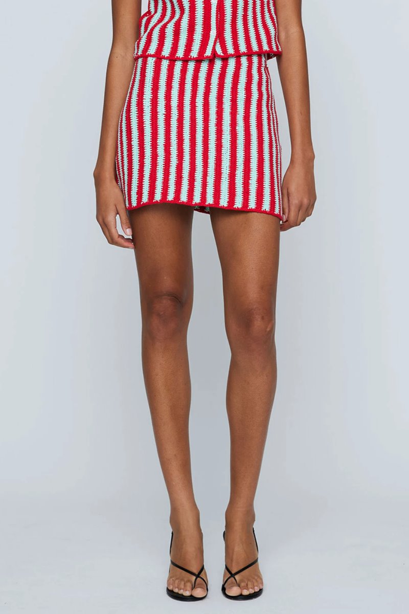 ZIG ZAG CROCHET SKIRT-HONEYDEW/RED Skirts Wynn Hamlyn 