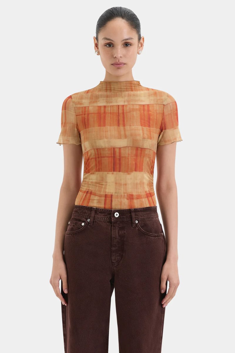 FERRERA TOP-ARANCIA CHECK Tops SIR. 