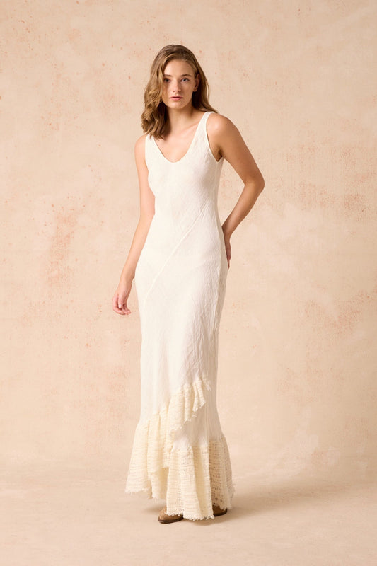 FLUNSA DRESS-BRASILE PANNA/CESTO GIONO PANNA Maxi Dress Estilo Emporio 