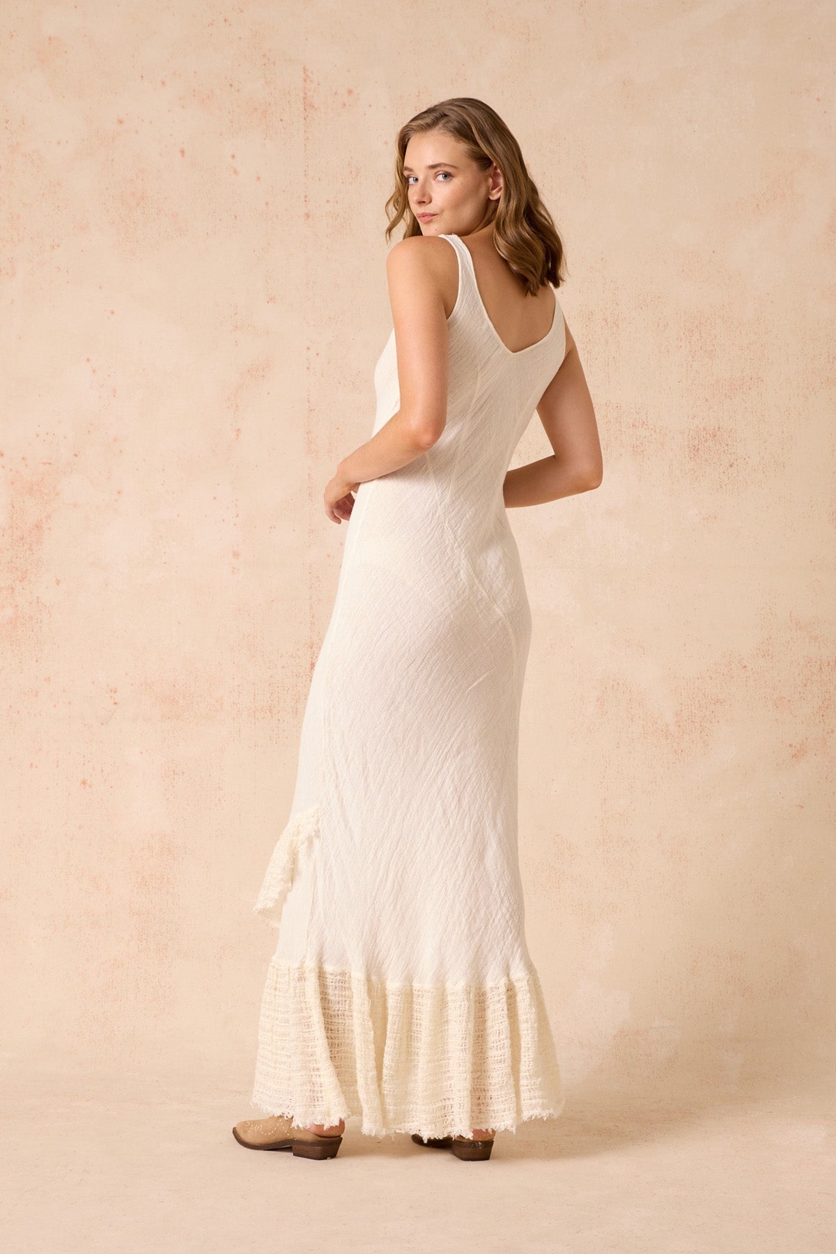 FLUNSA DRESS-BRASILE PANNA/CESTO GIONO PANNA Maxi Dress Estilo Emporio 