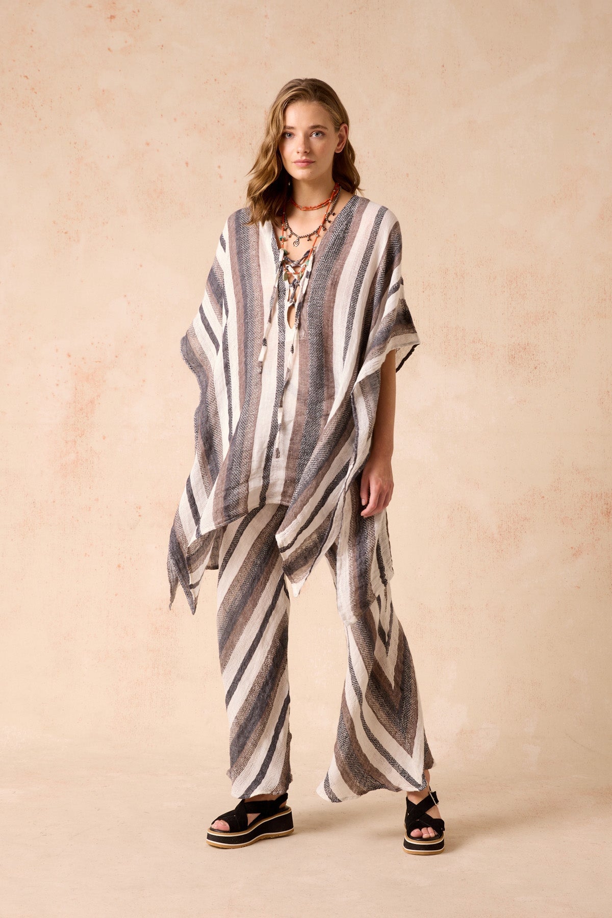 NOVO FLARE PANT-DARK CHOCOLATE STRIPE Pants Estilo Emporio 